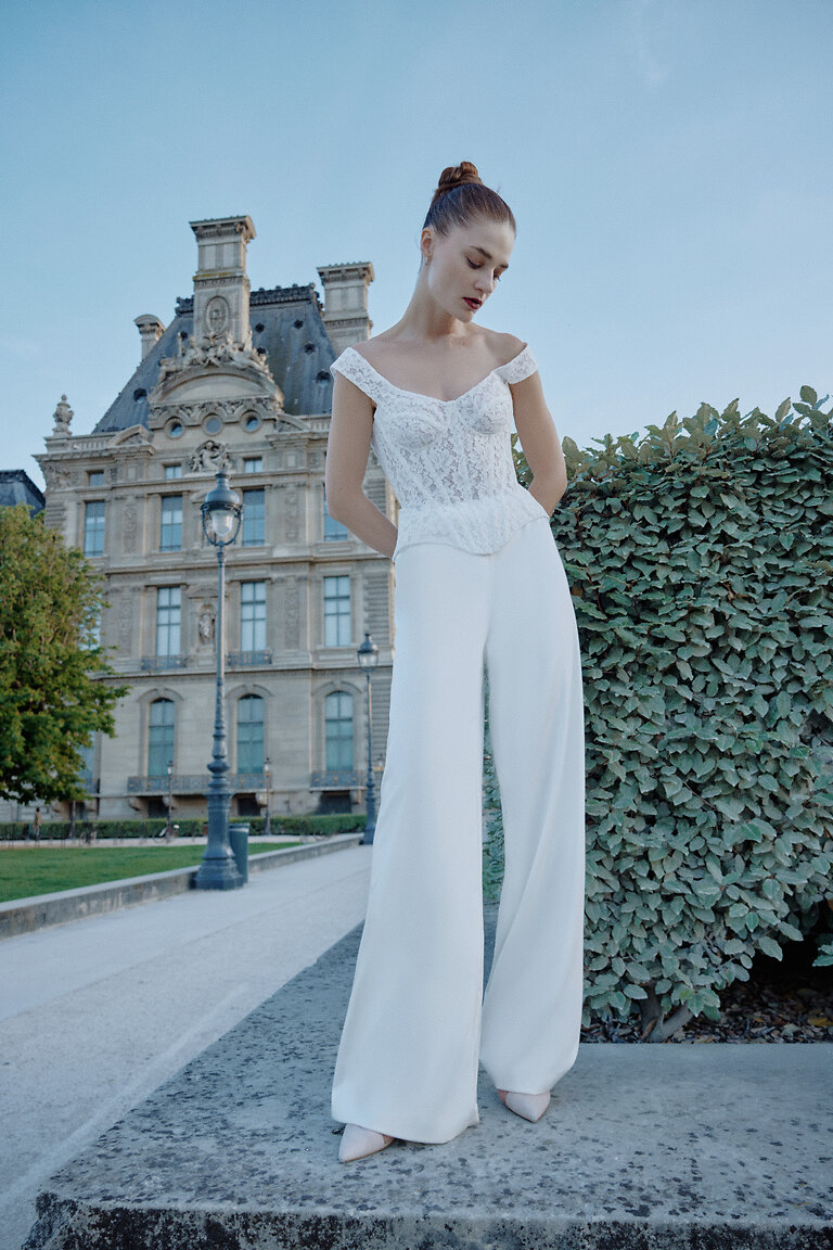 Ivory Wide-Leg Satin Bridal Pants