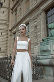 Flavi Ivory Satin Bridal Pants preview photo # 3