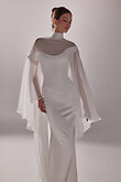 Naila Cape preview photo # 5 White Chiffon Bridal Cape with Train preview photo # 5
