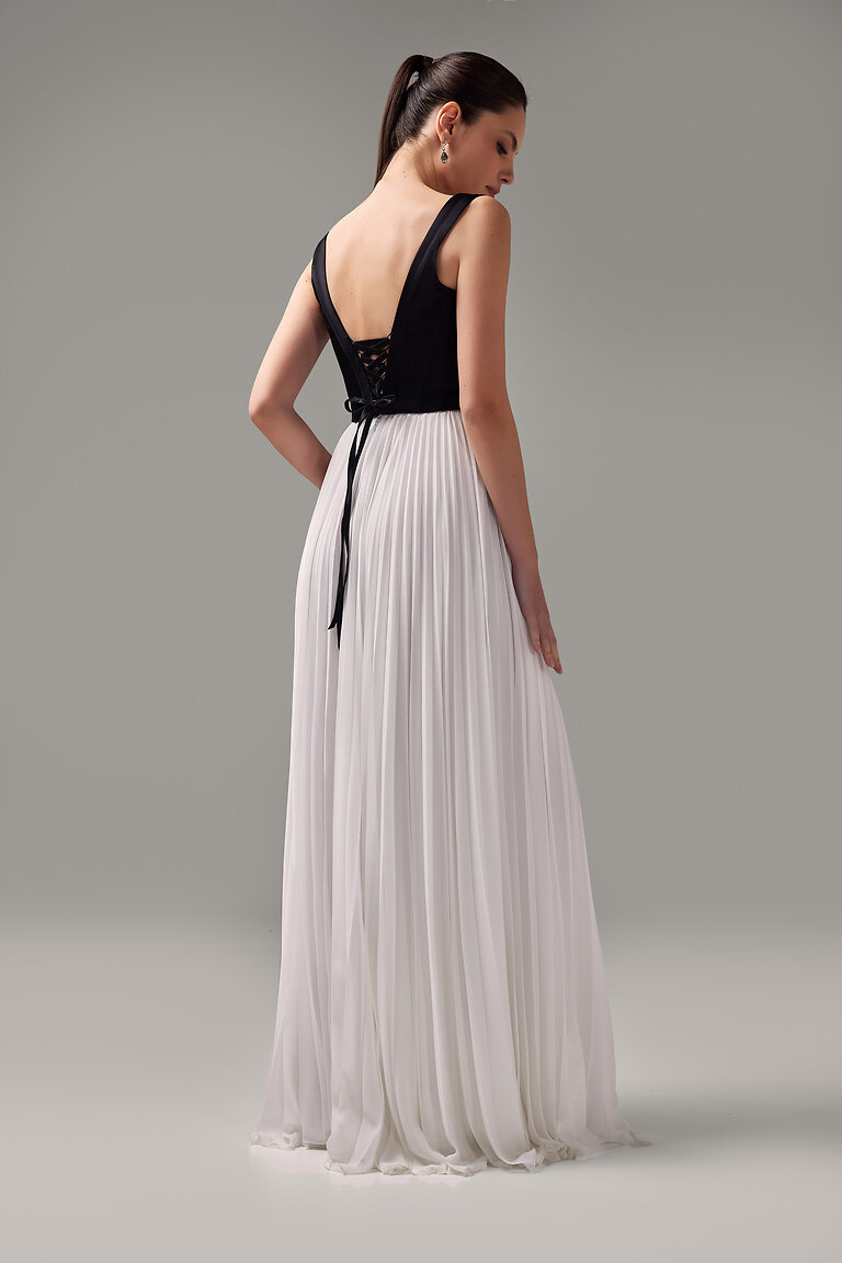 Casia Corset Lace-Up Back Detail Back view of the Casia black satin corset showing the elegant lace-up closure and open back