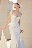 Gina Skirt preview photo # 6 Ivory Stretch Satin Mermaid Skirt preview photo # 6