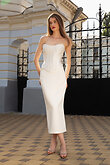 Priscilla Skirt preview photo # 1 Ivory Satin Column Midi Skirt preview photo # 1
