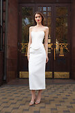 Priscilla Skirt preview photo # 4 Ivory Satin Column Midi Skirt preview photo # 4
