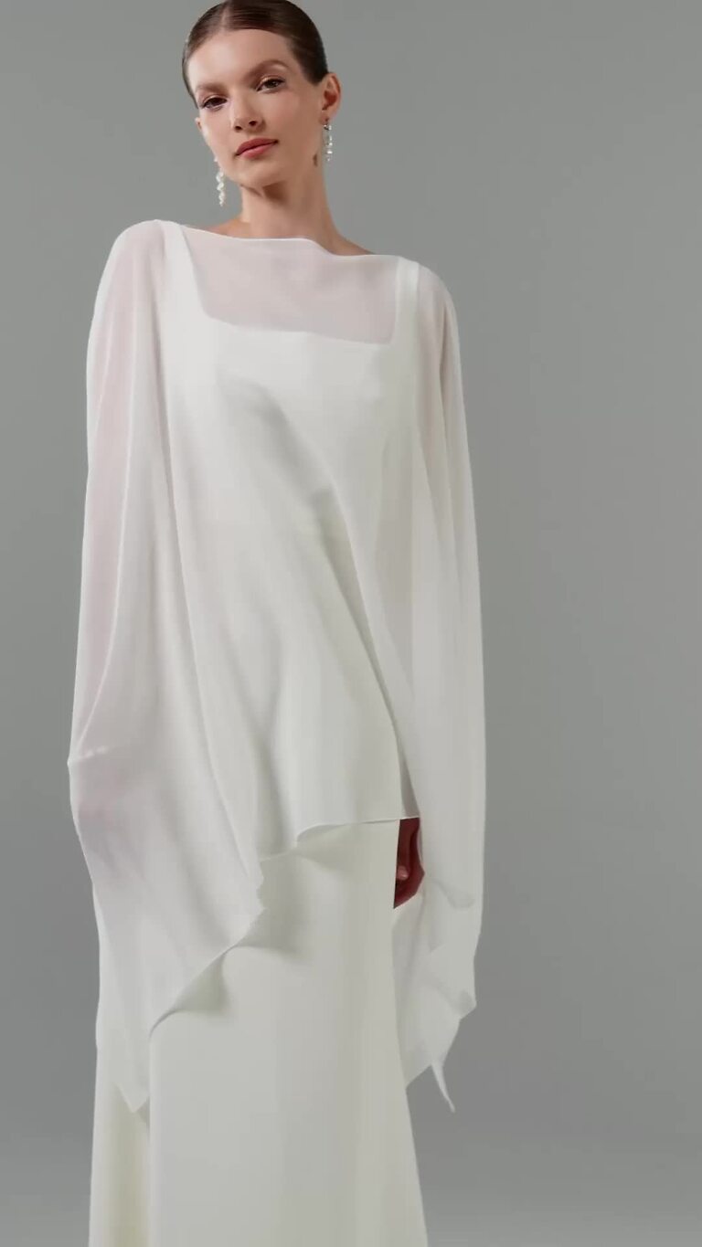 Iman Cape preview video # 2 Iman White Chiffon Bridal Cape