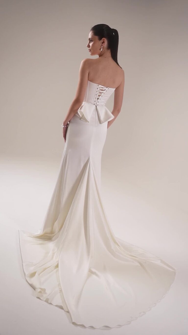 Gina Skirt preview video # 13 Ivory Stretch Satin Mermaid Skirt