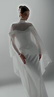 Naila Cape preview video # 2 White Chiffon Bridal Cape with Train preview video # 2