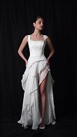 Off-White Chiffon Asymmetrical Ruffle Maxi Skirt preview video # 10