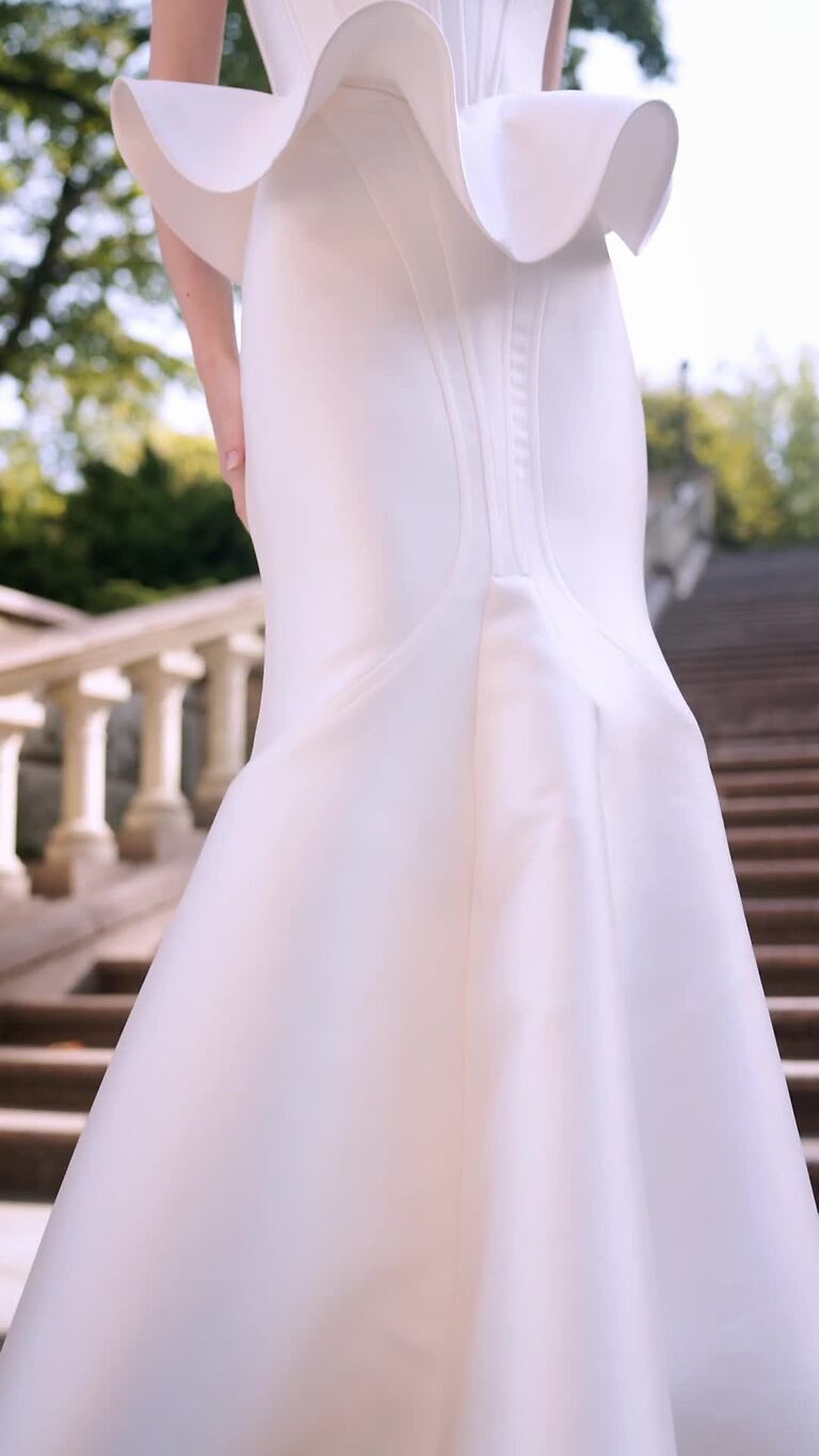 Brielle preview video # 2 Ivory Fit and Flare Mikado Bridal Gown