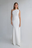 Julia Ivory Stretch Crepe One-Shoulder Column Dress preview photo # 7