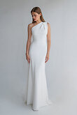 Julia Ivory Stretch Crepe One-Shoulder Column Dress preview photo # 8