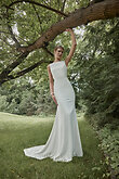 Ivory Stretch Crepe Mermaid Bridal Gown preview photo # 3