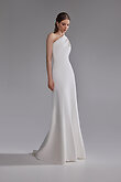 Julia Ivory Stretch Crepe One-Shoulder Column Dress preview photo # 1