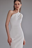 Julia Ivory Stretch Crepe One-Shoulder Column Dress preview photo # 4