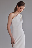 Julia Ivory Stretch Crepe One-Shoulder Column Dress preview photo # 5
