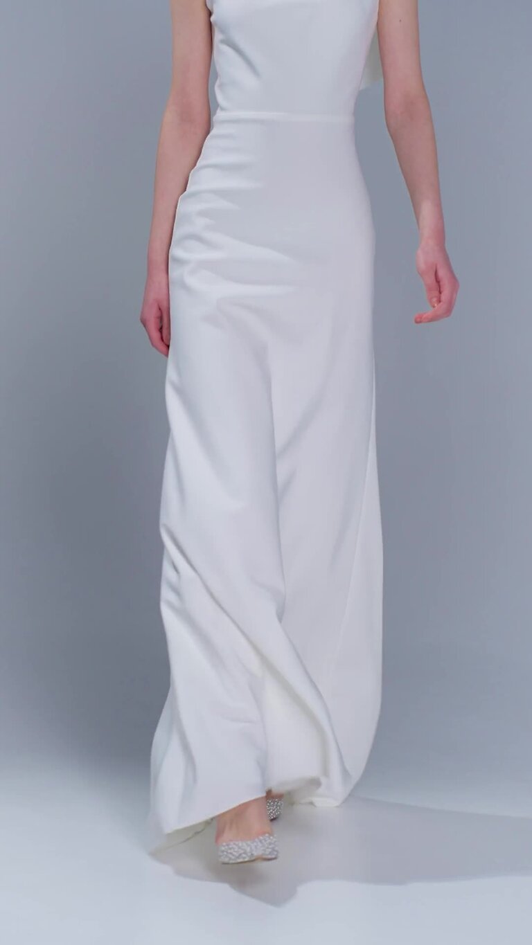 Julia Ivory Stretch Crepe One-Shoulder Column Dress