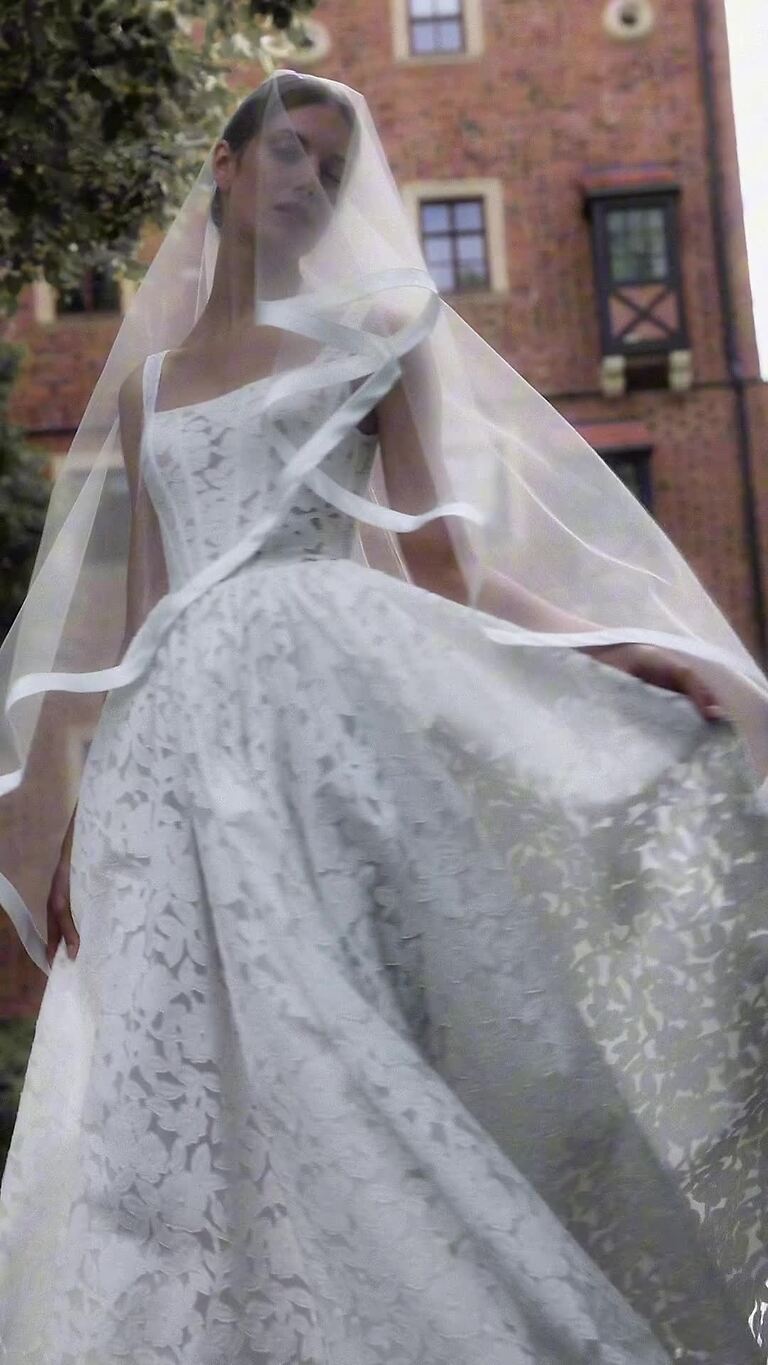 Ruta preview video # 2 Ruta Square Neck Floral Lace A-Line Wedding Dress