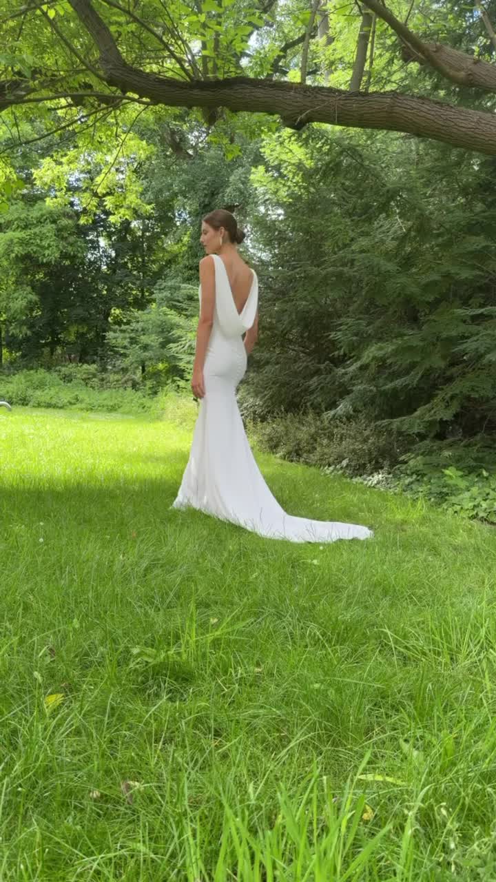 Ivory Stretch Crepe Mermaid Bridal Gown