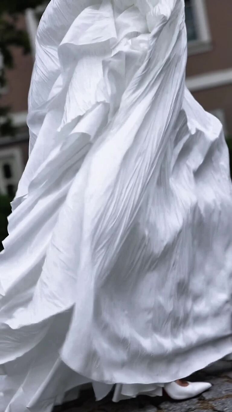 Nerina preview video # 2 Off-White Crinkled Taffeta Strapless Bridal Gown