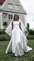 Marine preview video # 2 Ivory Mikado A-Line Wedding Dress with Drop Waist preview video # 2