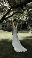 Ivory Stretch Crepe Mermaid Bridal Gown preview video # 2