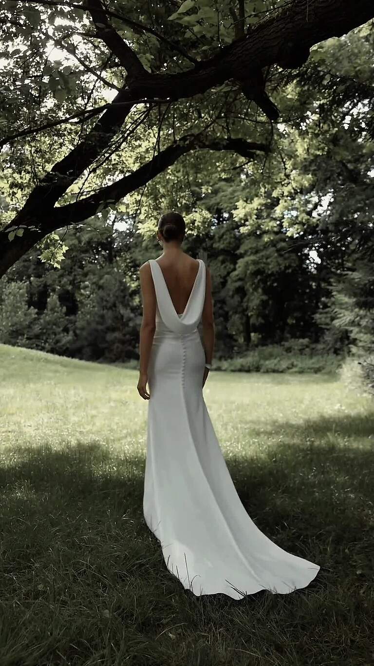 Ivory Stretch Crepe Mermaid Bridal Gown