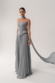Ellora preview photo # 4 Ellora Pleated Grey Satin Formal Dress preview photo # 4