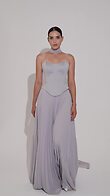 Ellora preview video # 2 Ellora Pleated Grey Satin Formal Dress preview video # 2